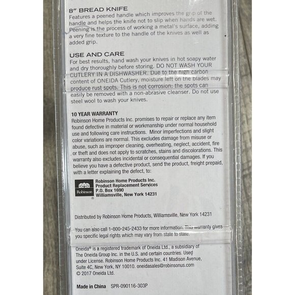 Oneida Bread‎ Knife & Case Stainless 8" Serrated Bevel Brushed Silver Handle NEW - Picture 8 of 8